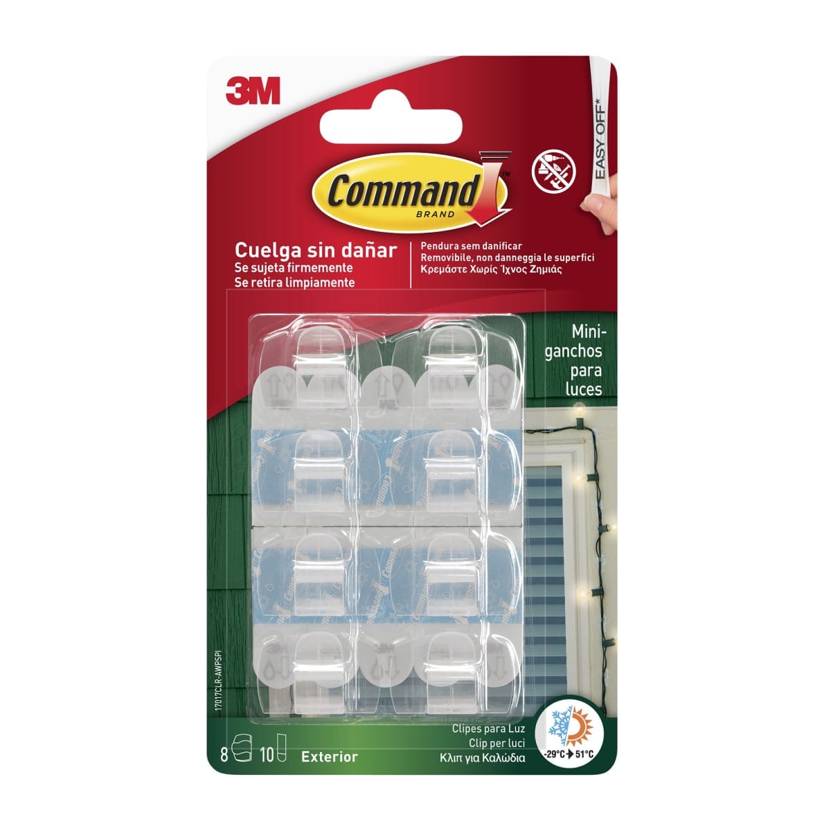 Bricocenter 8 TRANSPARENT ADHESIVE HOOKS FOR OUTDOOR COMMAND LIGHTS