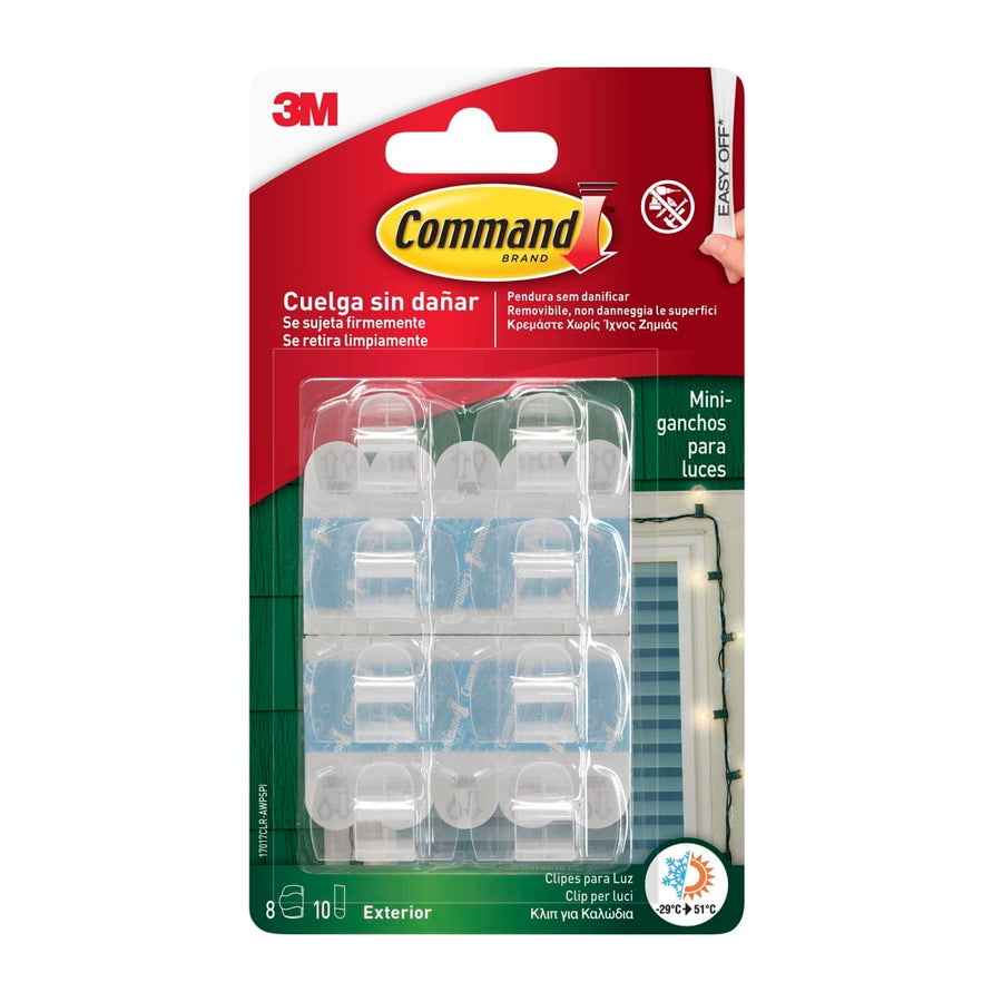 Bricocenter 8 TRANSPARENT ADHESIVE HOOKS FOR OUTDOOR COMMAND LIGHTS