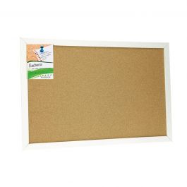 60X90 CM CORK NOTICE BOARD WITH WHITE WOODEN FRAME