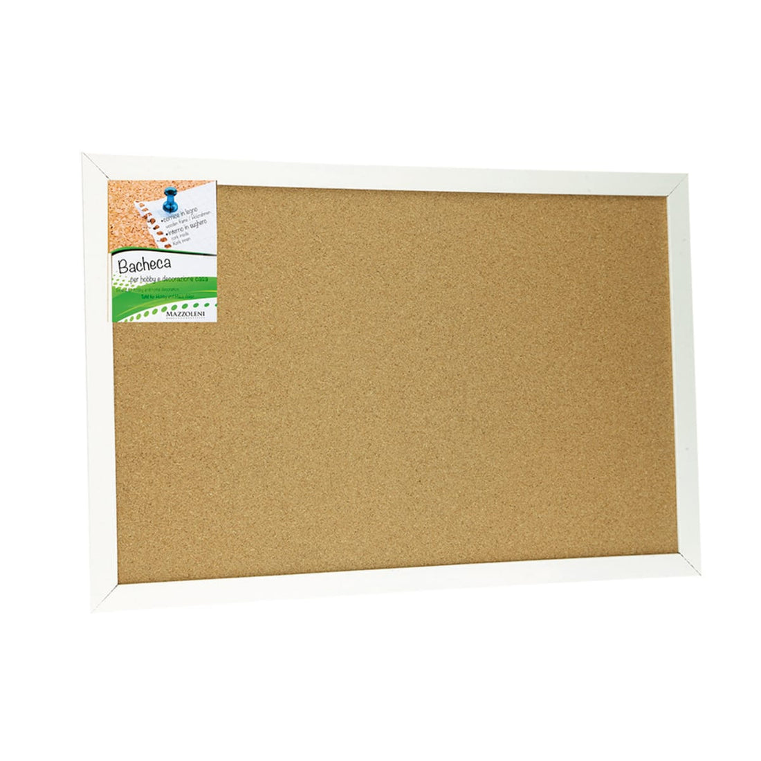 60X90 CM CORK NOTICE BOARD WITH WHITE WOODEN FRAME