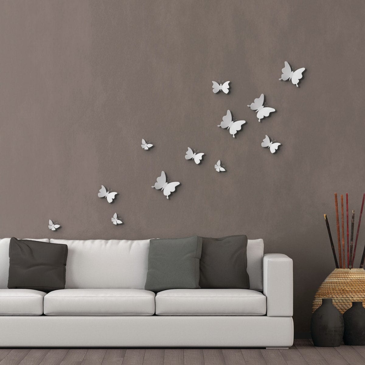 ADHESIVE TEMPLATES 3D WHITE BUTTERFLIES 32X12CM