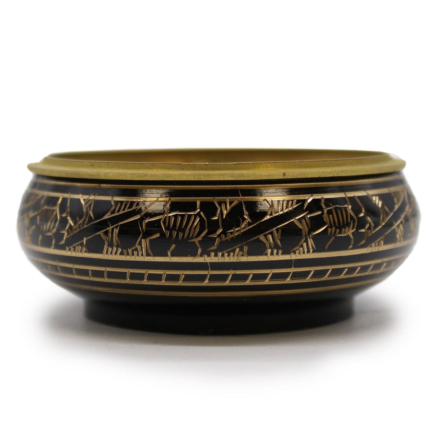 Bliss Brass Carved Charcoal Incense Jar with Coaster
