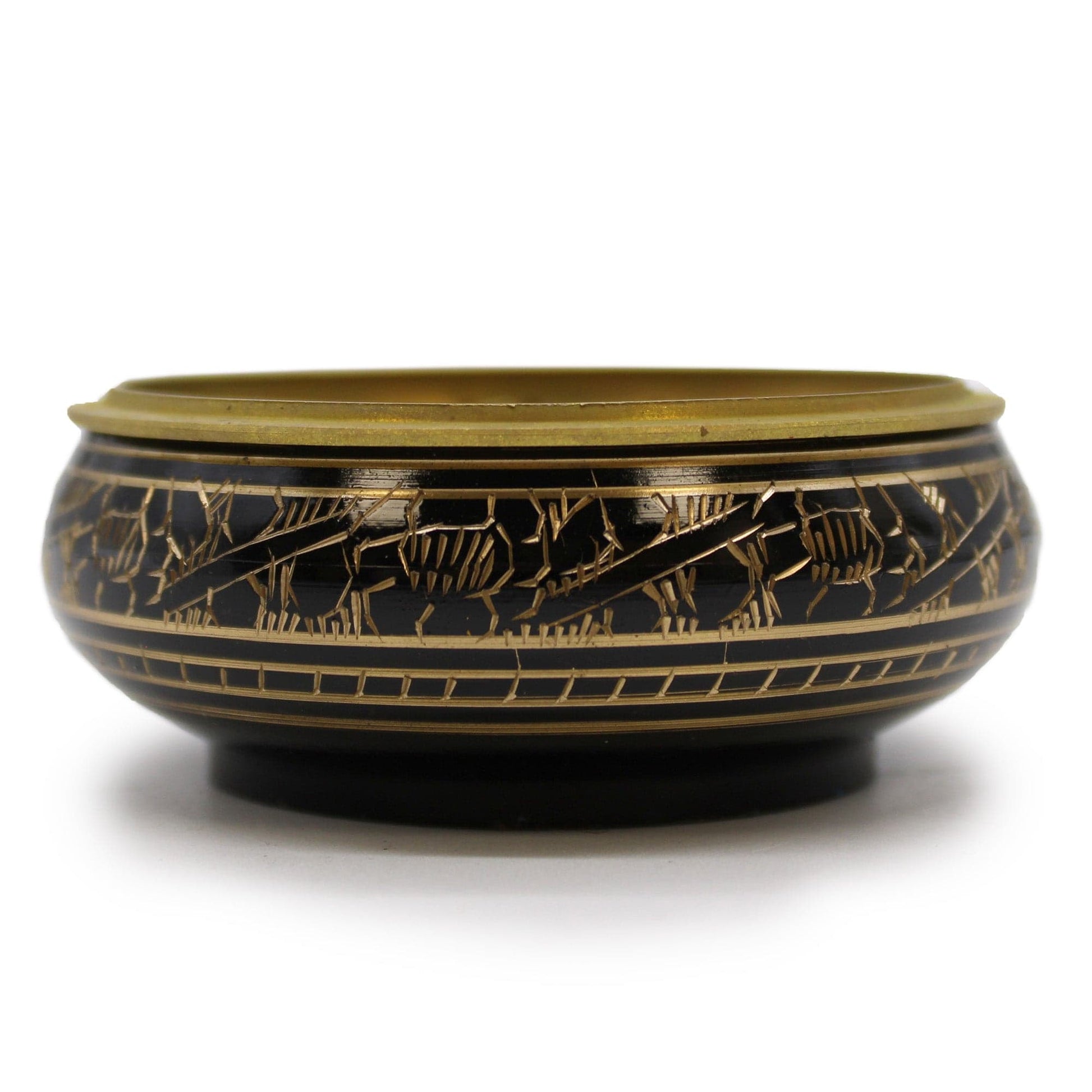 Bliss Brass Carved Charcoal Incense Jar with Coaster