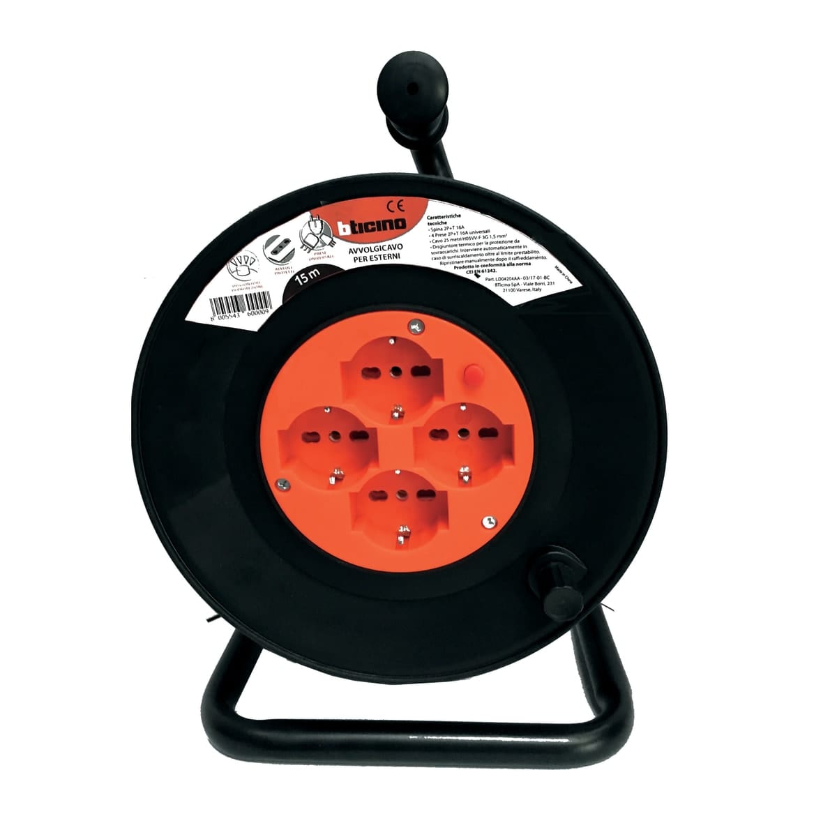 Bricocenter CABLE REEL 3 X 1.5 4 MULTI-STANDARD SOCKETS