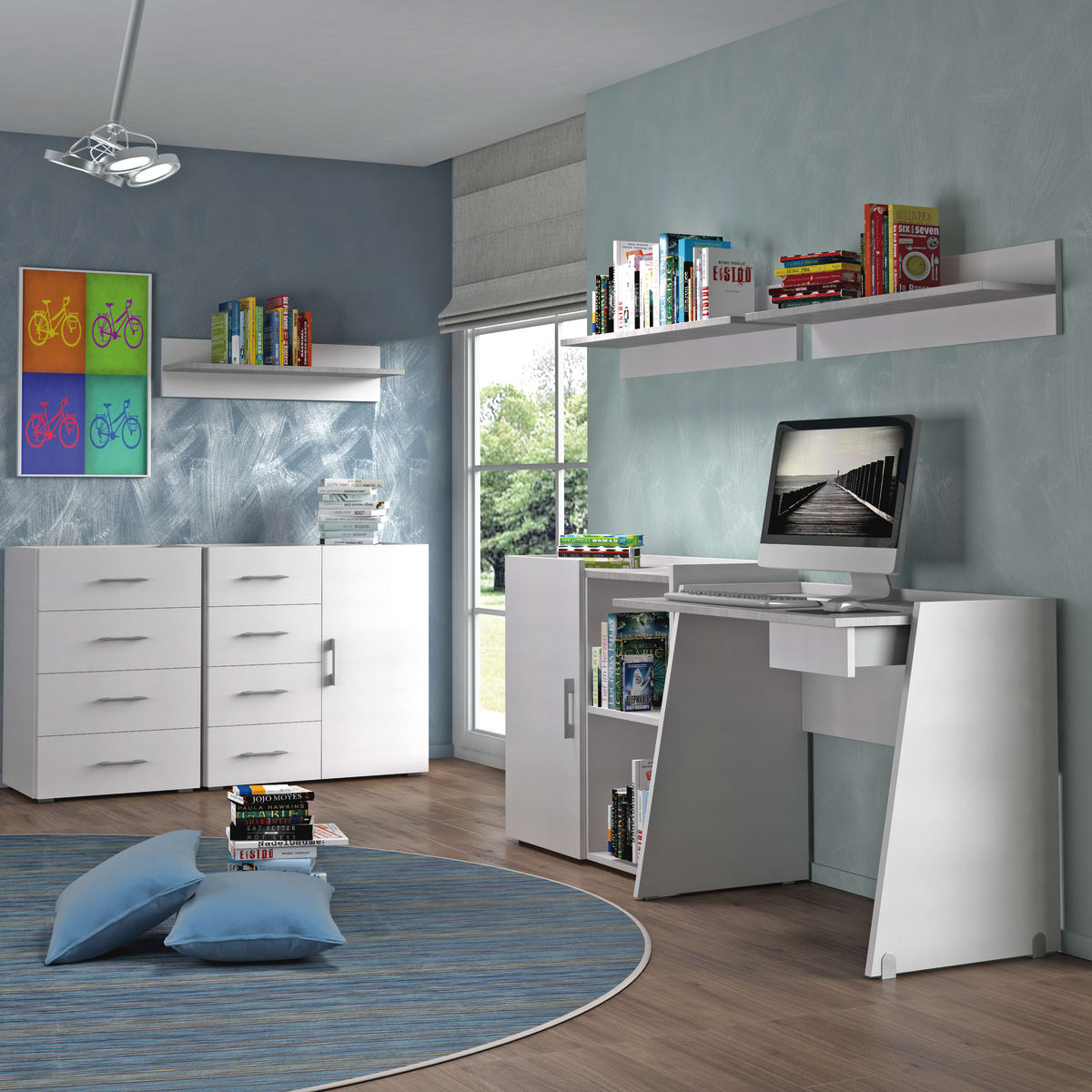 chest of drawers 4 DRAWERS W50xD40xH87CM IN MELAMINE WOOD WHITE COLOR