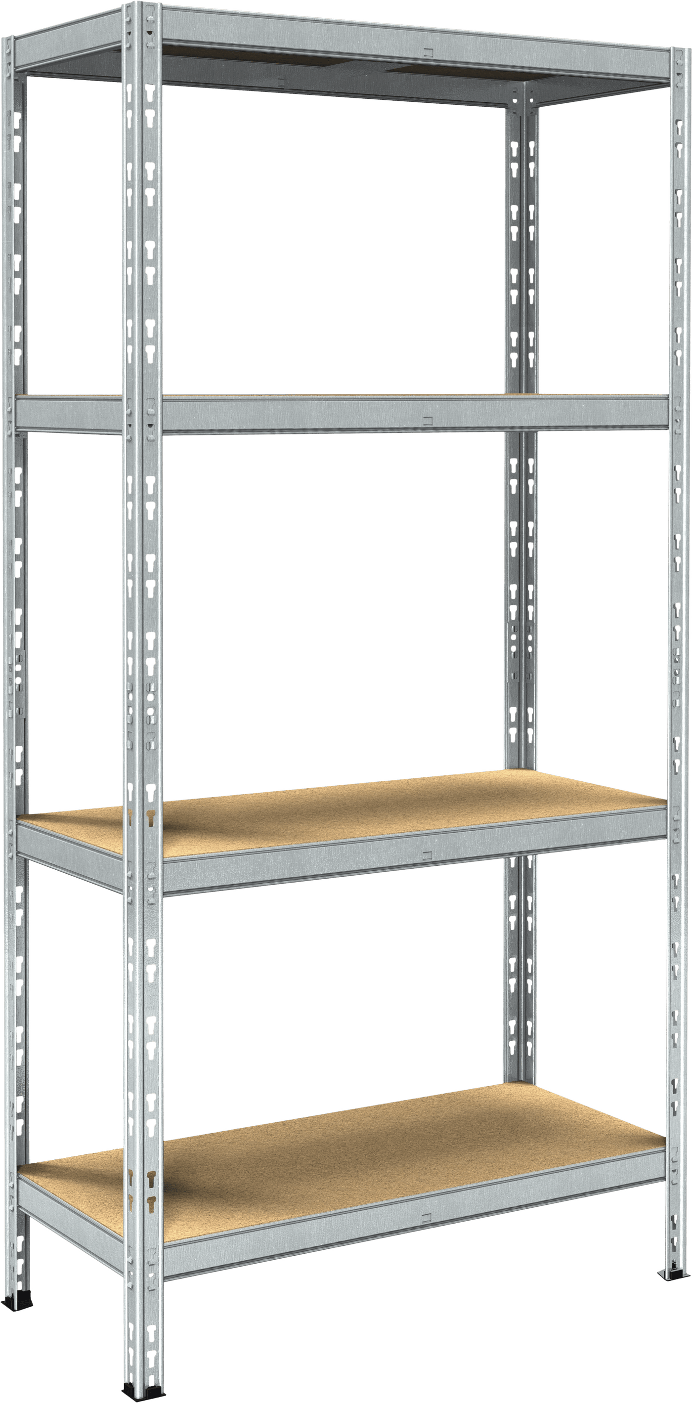 Set of 2 Pokerino shelving units, 4 shelves, 90x40xH180 cm, 200 kg capacity, grey
