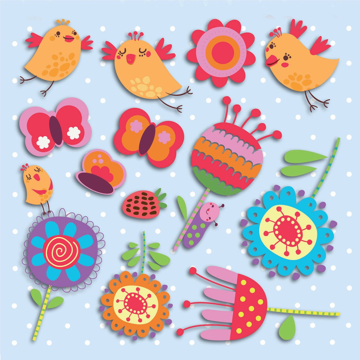 Bricocenter STICKER 3 LEVELS BIRDS END FLOWERS 31.5X36 CM