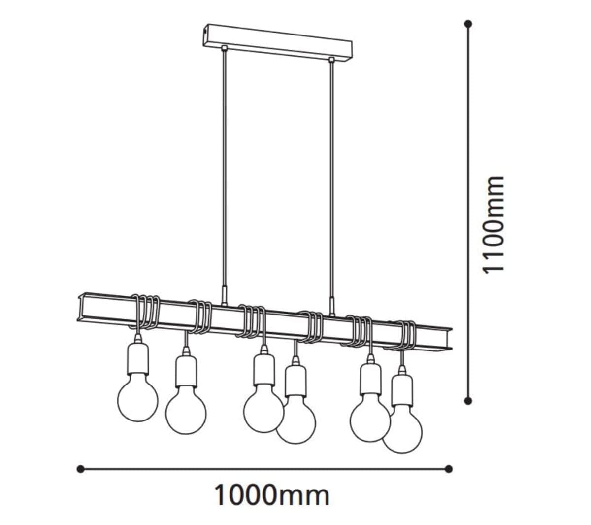 Bricocenter MEDBOURNE BROWN STEEL CHANDELIER 100CM 6XE27=60W