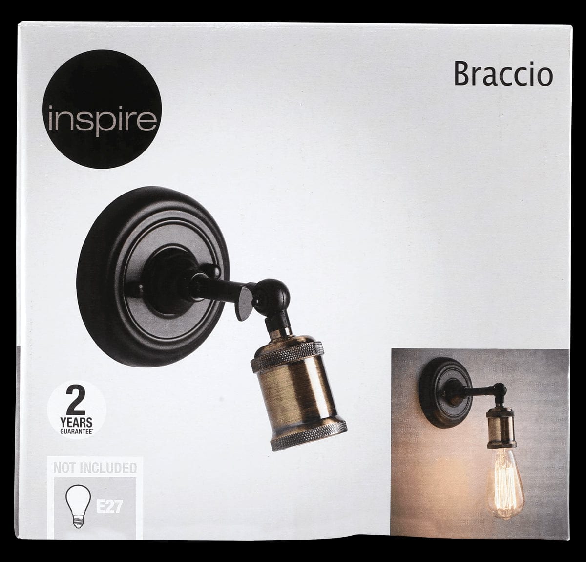 Bricocenter WALL LIGHT METAL ARM BLACK 12X14X15.5CM E27=60W