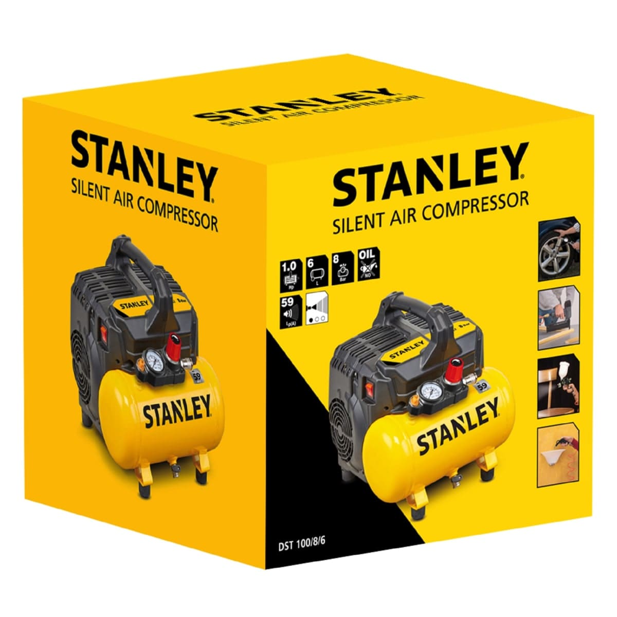 Bricocenter STANLEY COMPRESSOR - 6 LITRES - 1.0 HP - 8 BAR - SILENT