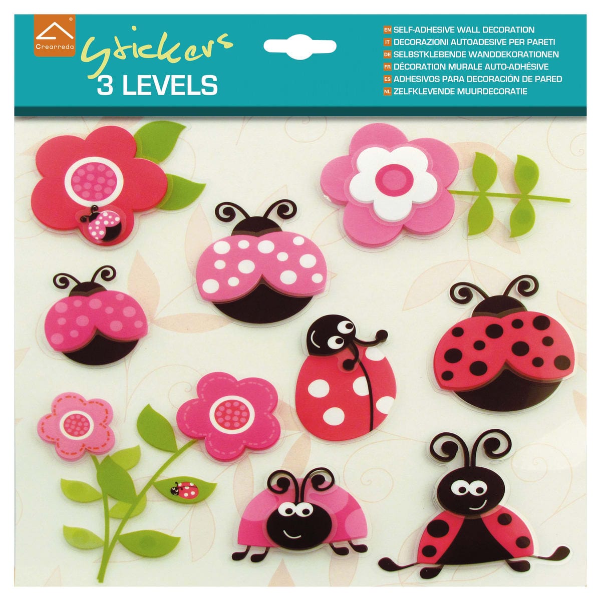 Bricocenter STICKER 3 LEVELS PINK LADY BUGS 31.5X36 CM