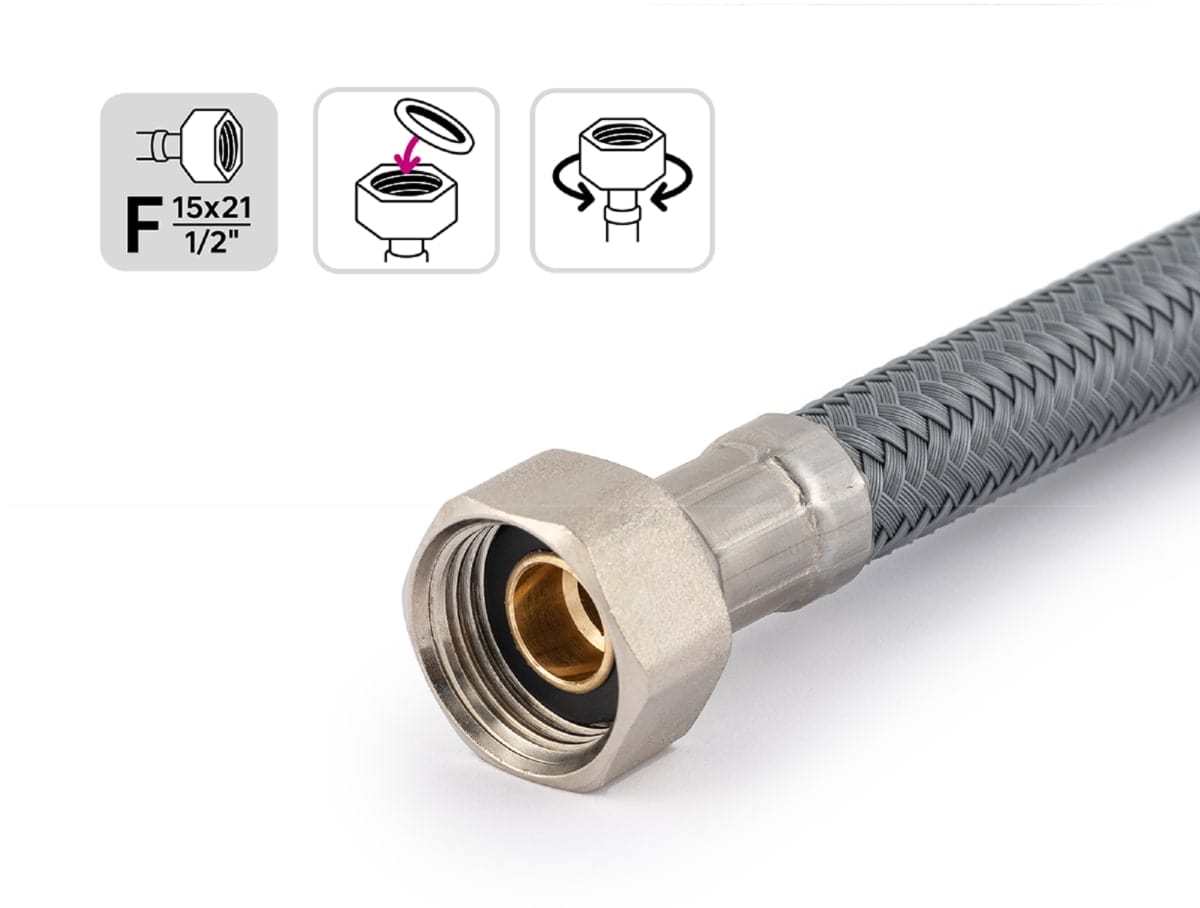 Bricocenter PET POLYMER HOSE DN8 F 1/2 M 10X1-L50 L 50 CM X EQUATION TAPS
