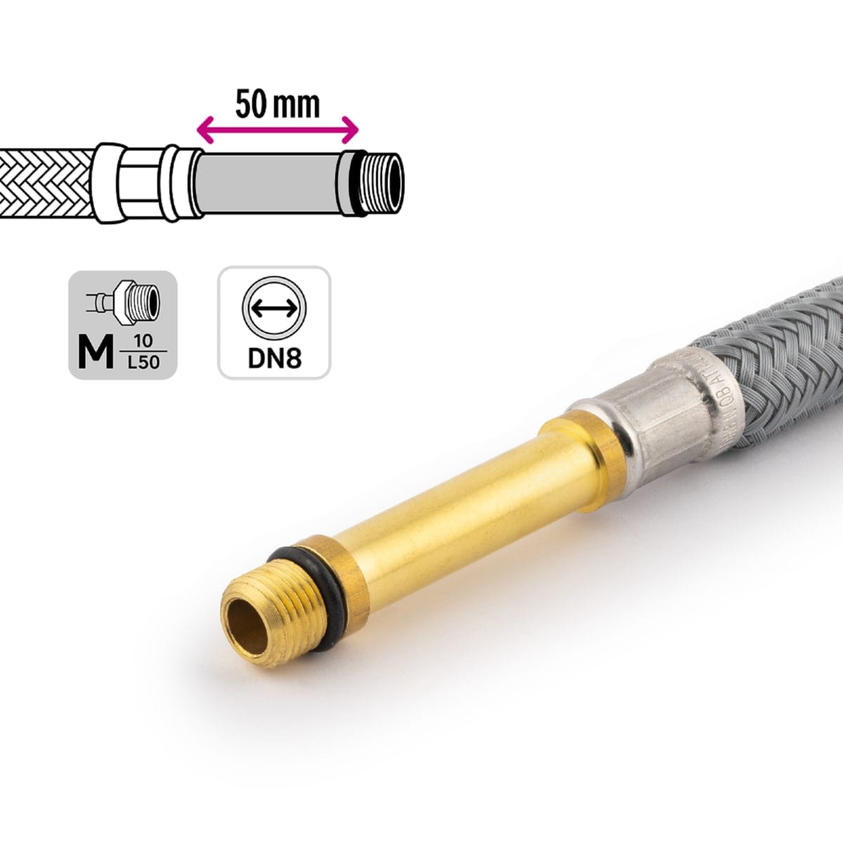 Bricocenter PET POLYMER HOSE DN8 F 1/2 M 10X1-L50 L 50 CM X EQUATION TAPS