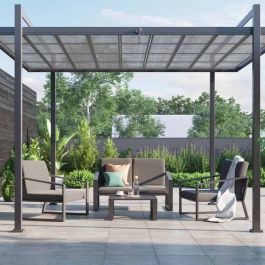 COFFEE SET LYRA NATERIAL 4-SEATER ALUMINIUM GLASS TOP WITH CUSHIONS