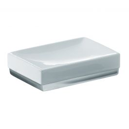 COUNTERTOP SOAP DISH LUCY WHITE SILVER CERAMIC