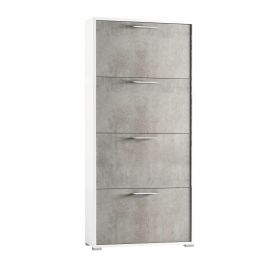 SHOE CABINET 4 DOORS 24 PAIRS W67 D28 H147CM CONCRETE WHITE