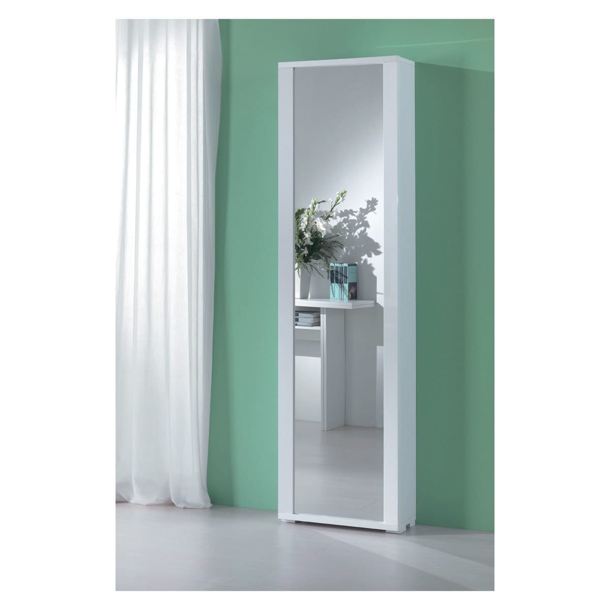 Bricocenter SCARPIERA ANTA SPECCHIO CON CORNICE 14 PAIA L50xP31xH182CM IN LEGNO MELAMINICO BIANCO