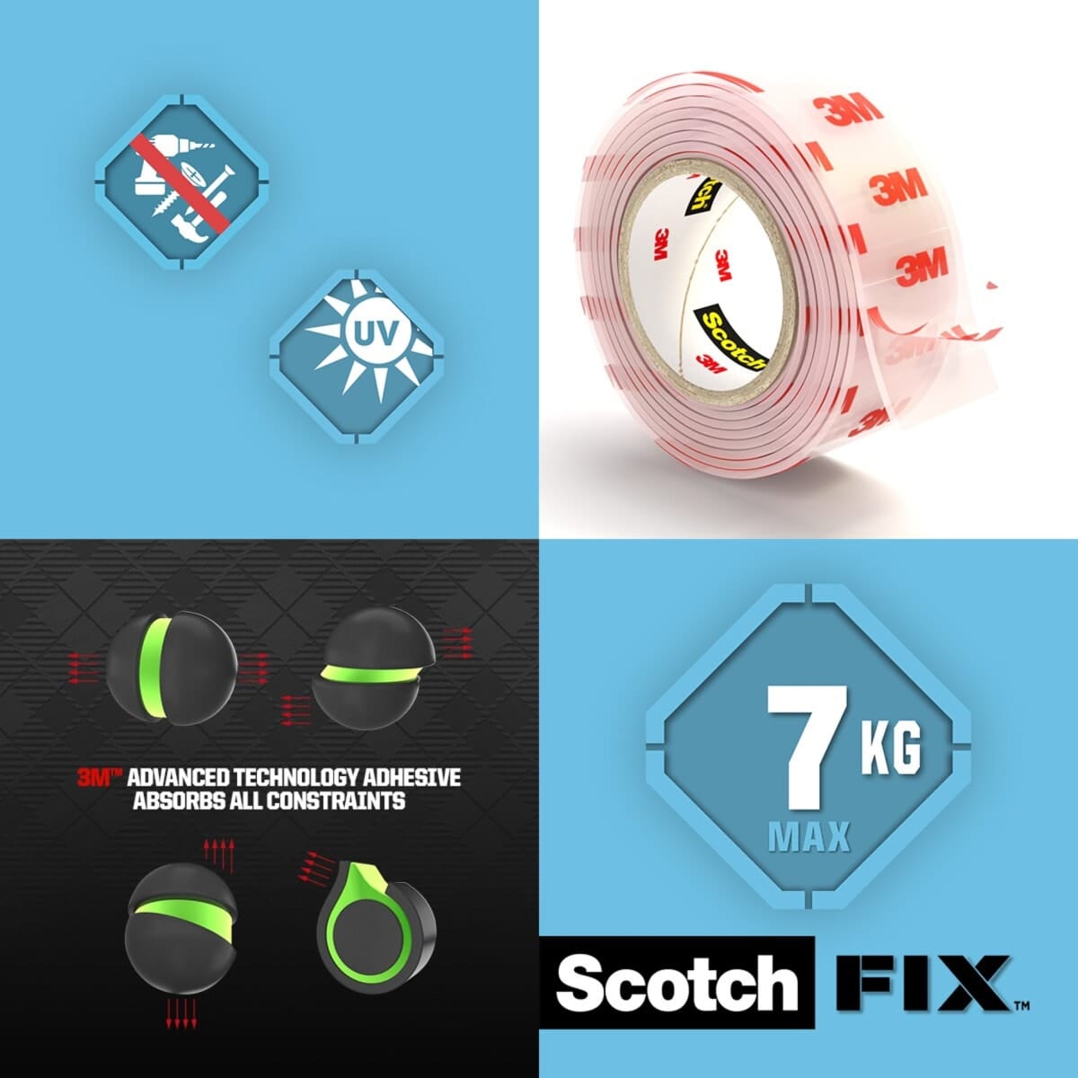 Bricocenter TRANSPARENT FIXING TAPE SCOTCH-FIXEXTREME UP TO 7 KG 19 MM X 1.5 M