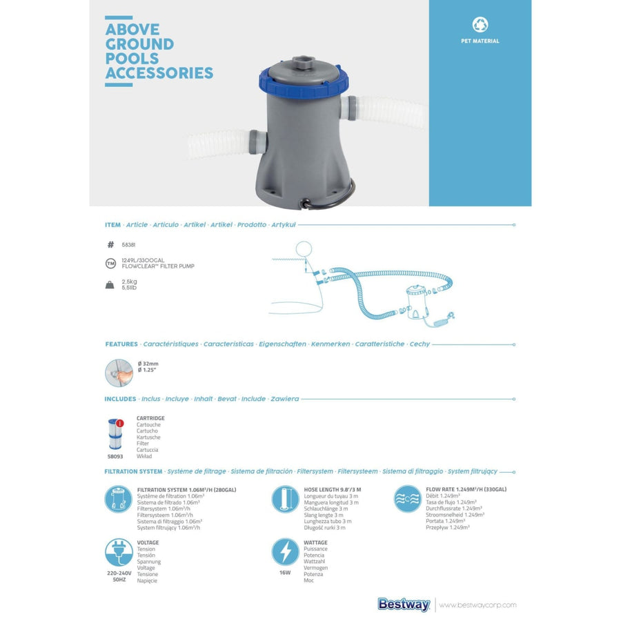 PUMP WITH CARTRIDGE FILTER 1.23M3/H