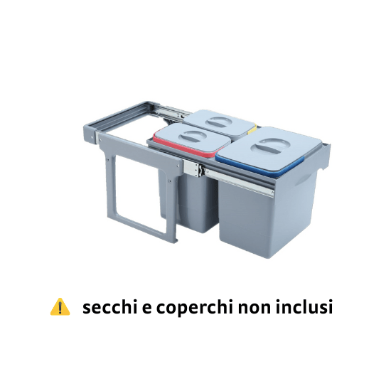 Bricocenter REMOVABLE WASTE BIN X-LIGHT FOR WASTE SORTING 30LT L33.9 H33.2 P48.6CM PLASTIC