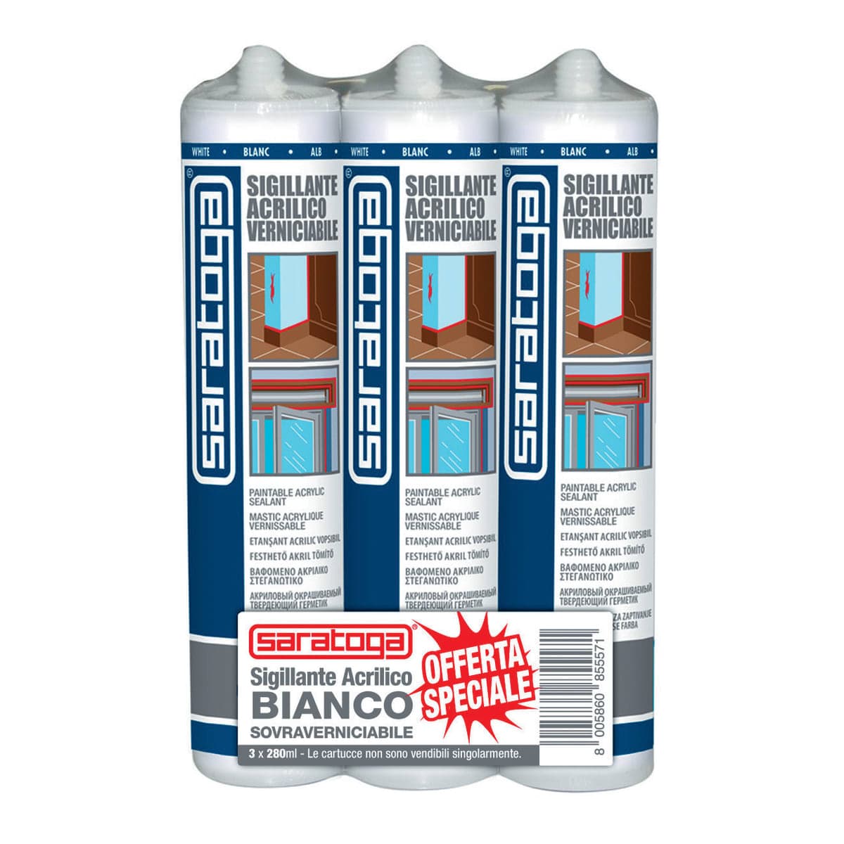 Bricocenter TRIS ACRYLIC WALL AND CRACK SEALANT WHITE 280ML