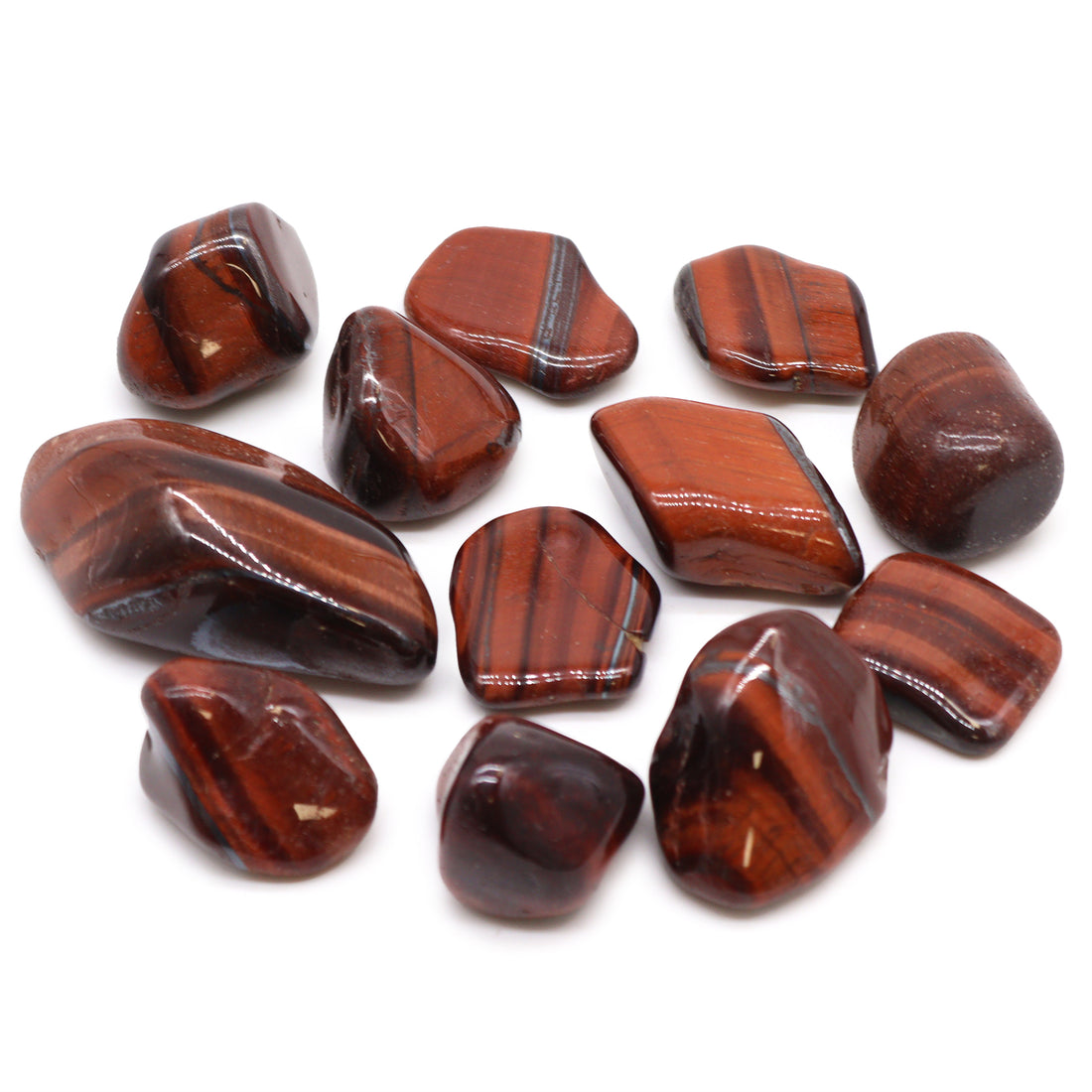 Bag of 12 African Gemstone Tigers Eye - Red - Size 7 - 26mm (KG)