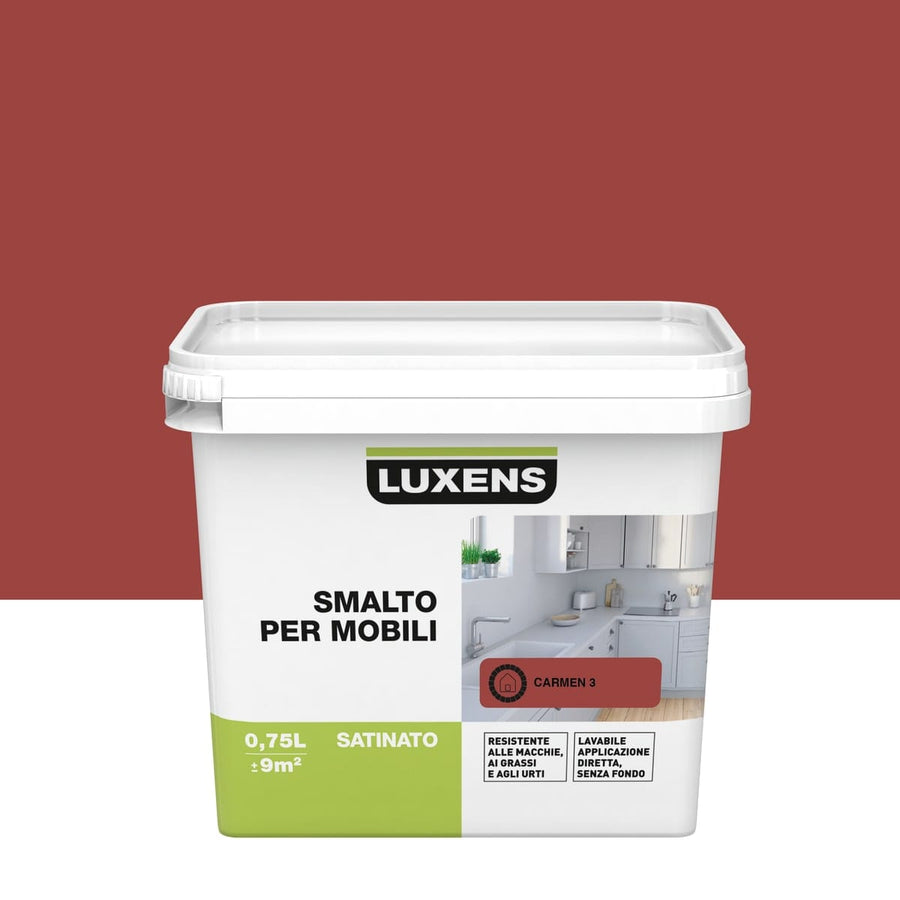 Bricocenter FURNITURE ENAMEL RED CARMEN 3 SATIN 750 ML LUXENS