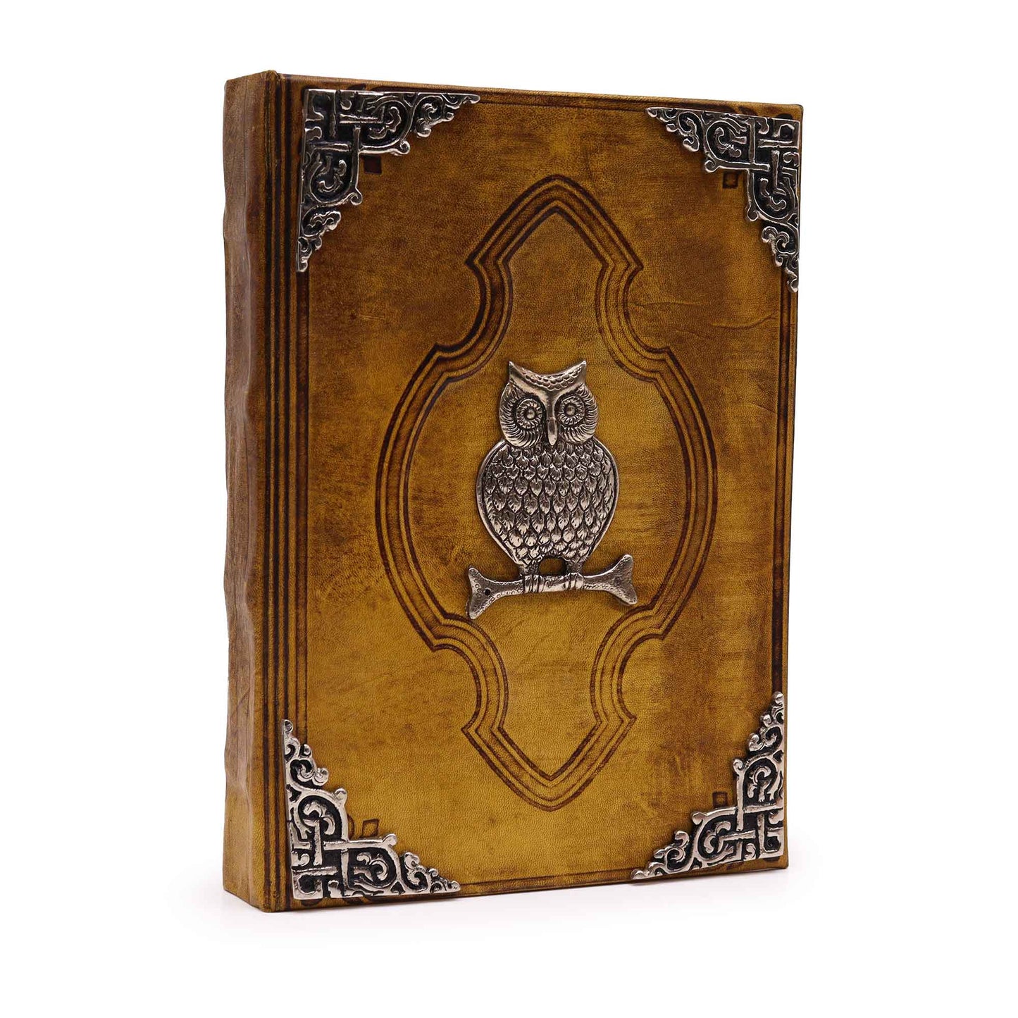 Bliss Heafty Coffee Tan Book - Zinc Owl Decor - 200 Deckle Edges Pages - 26x18cm