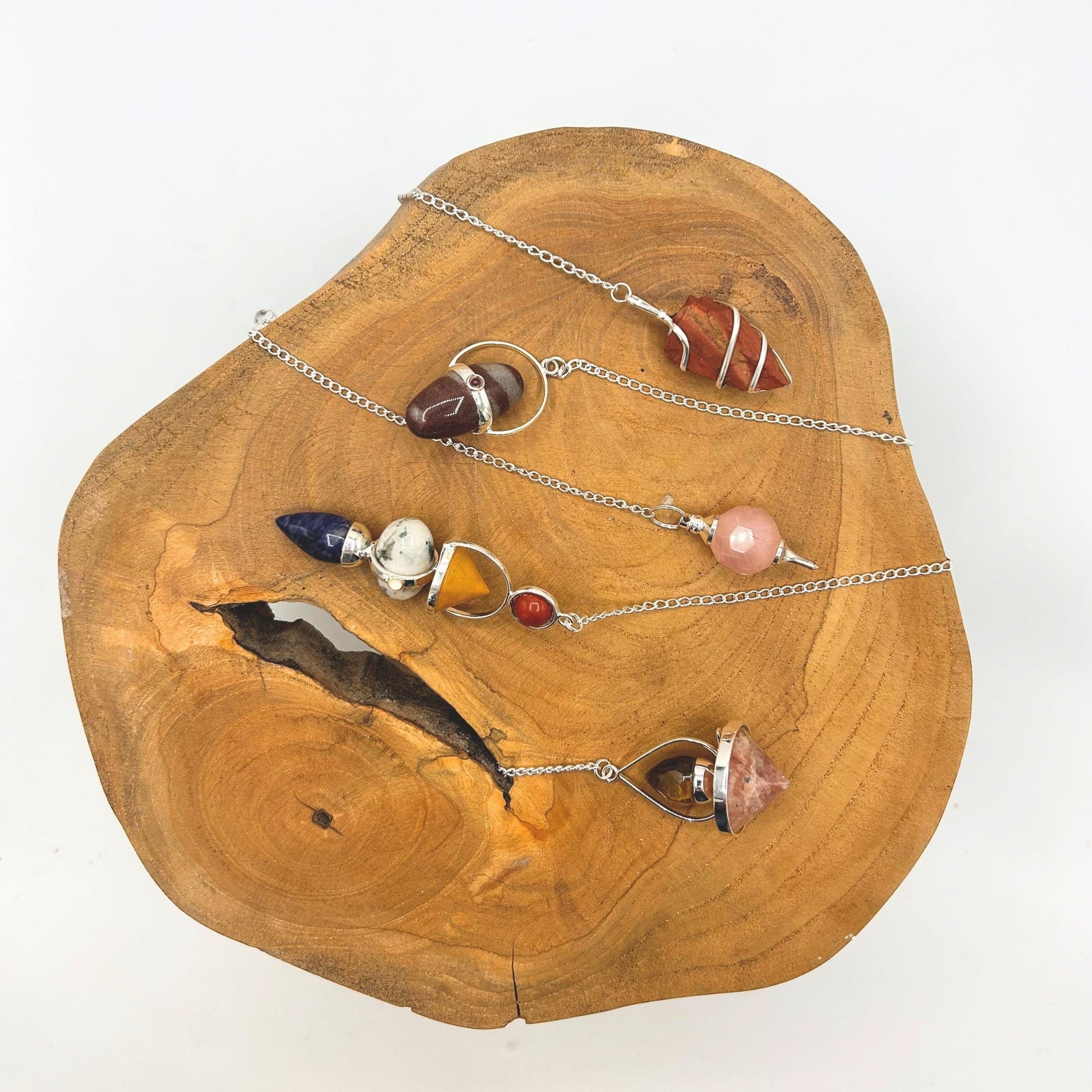 Bliss Four Elements Gemstone Pendulum - Red Jasper, Yellow Aventurine, Moss Agate, Sodalite & Moonstone