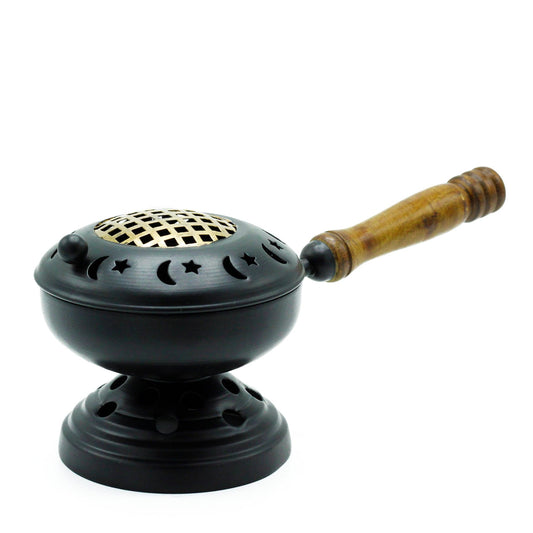 Bliss Large Iron Censer on Stand Incense Burner - Gold detail