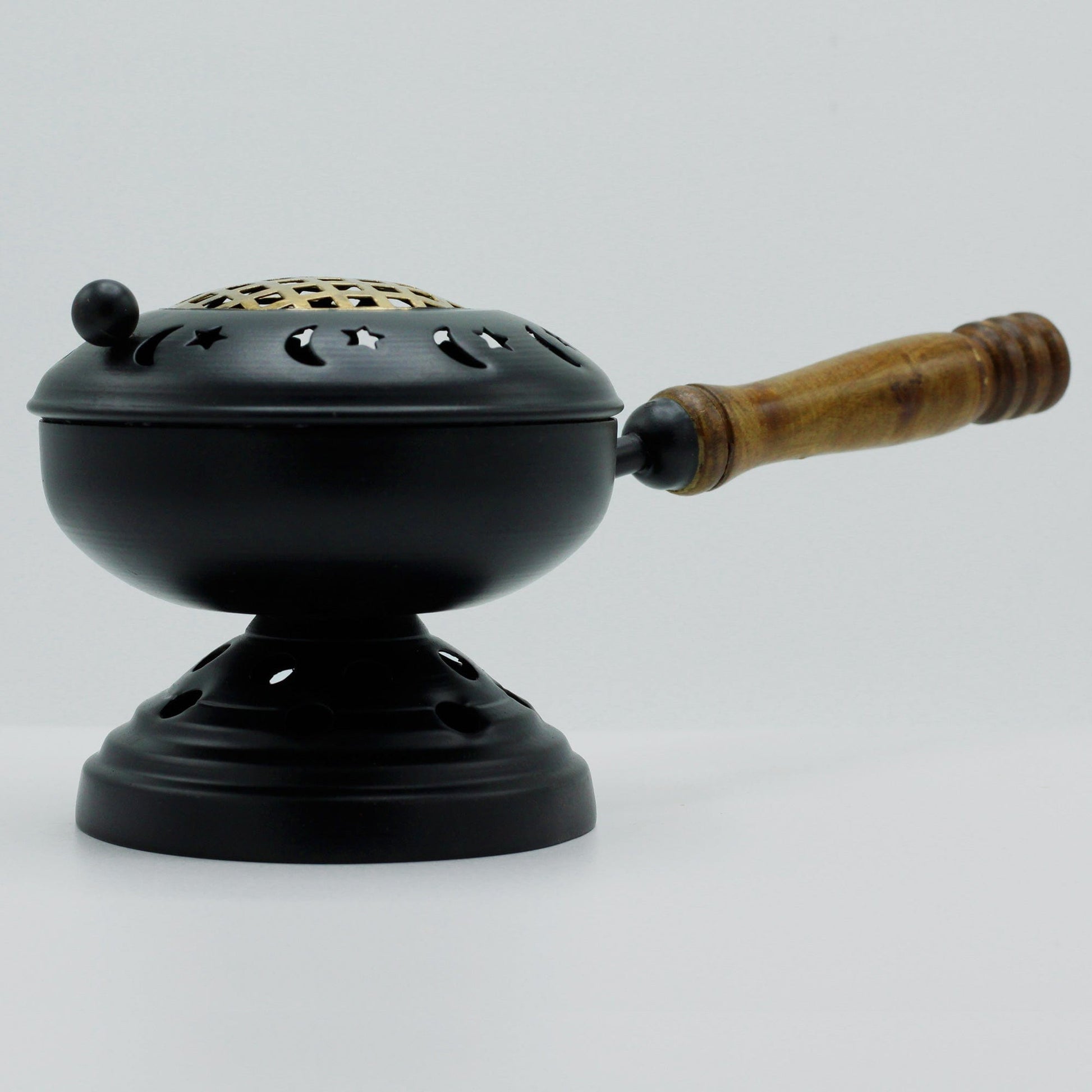 Bliss Large Iron Censer on Stand Incense Burner - Gold detail