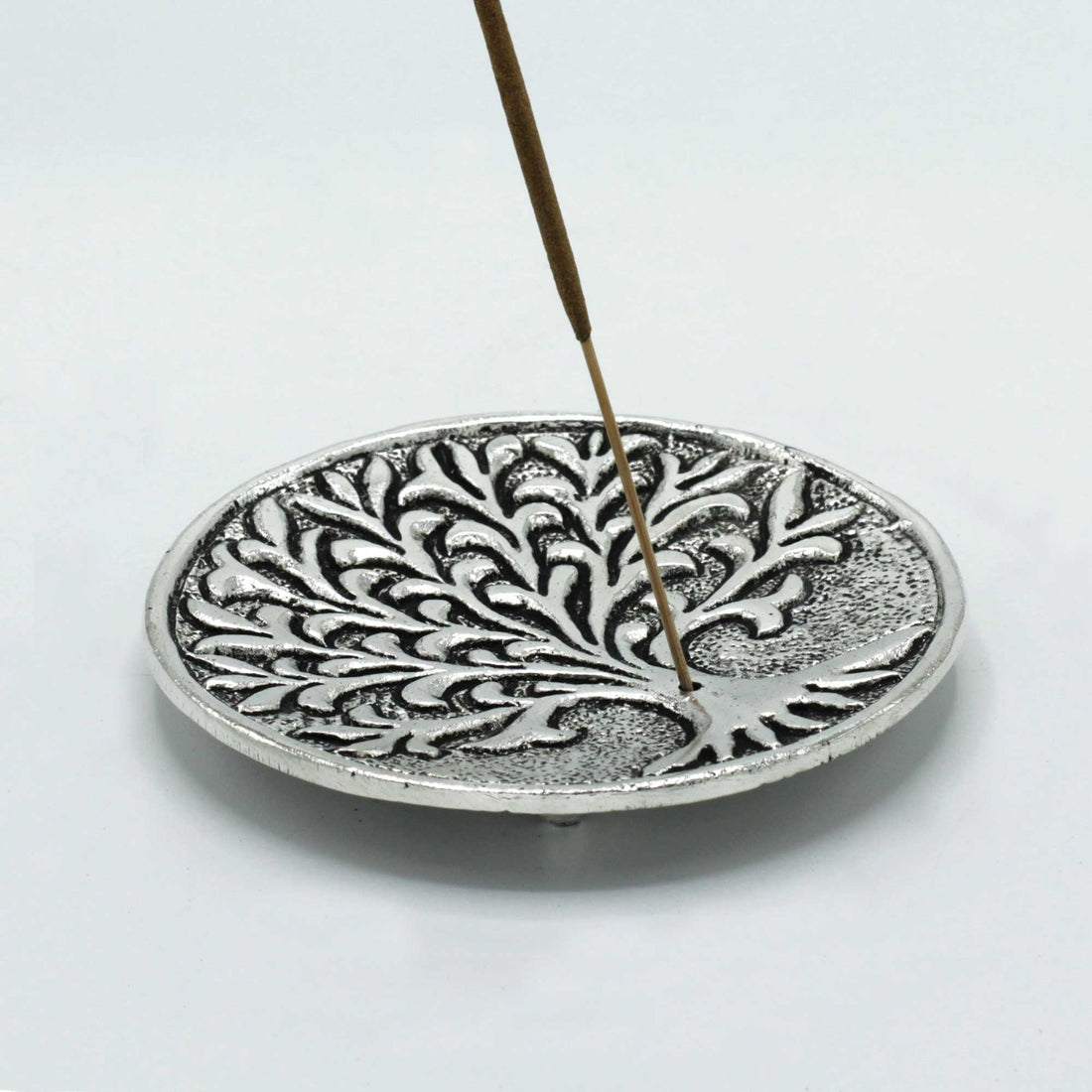Polished Aluminium Tree of Life Incense Holder 10cm