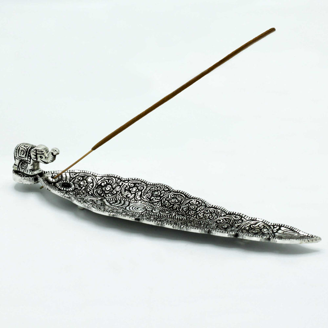 Polished Aluminium Elephant Long Incense Holder 20cm