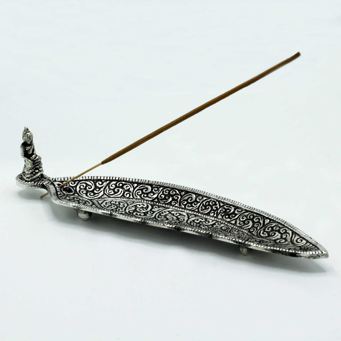 Polished Aluminium Buddha Long Shaped Incense Holder 23cm