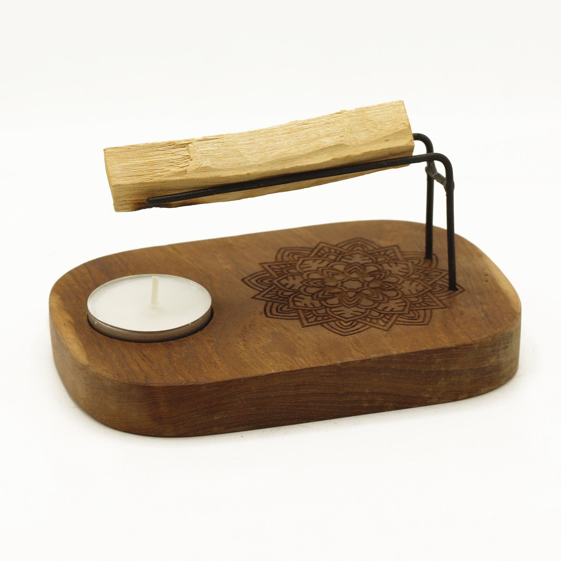 Bliss Small Palo Santo Heater - Teak Wood - Mandala Design