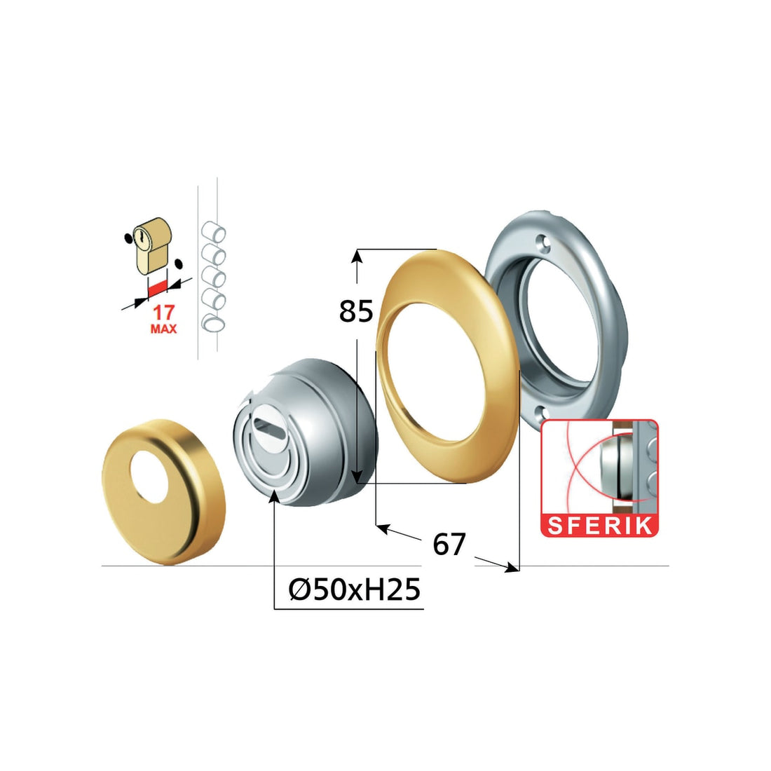 SFERICK BRASS-PLATED OUTER CYLINDER PROTECTOR
