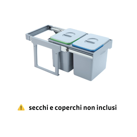 Bricocenter REMOVABLE WASTE BIN X-LIGHT FOR WASTE SORTING 30LT L33.9 H33.2 P48.6CM PLASTIC