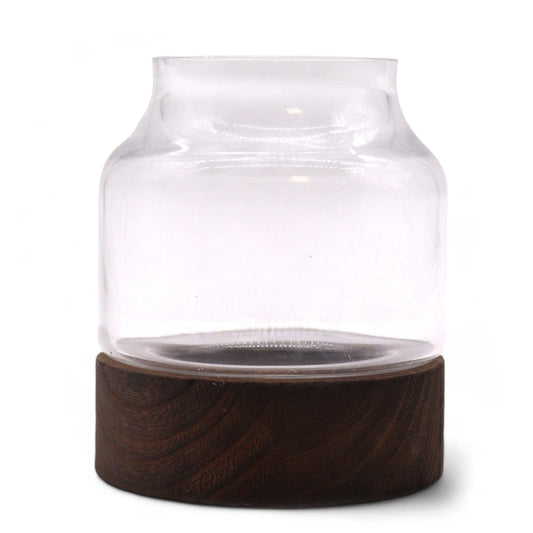 Bliss Small Shaped Terarium on Dark Tung Wood - 12x13cm