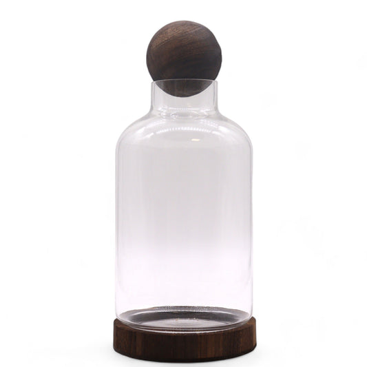Bliss Large Ball Top Terarium on Dark Tung Wood - 16x32cm