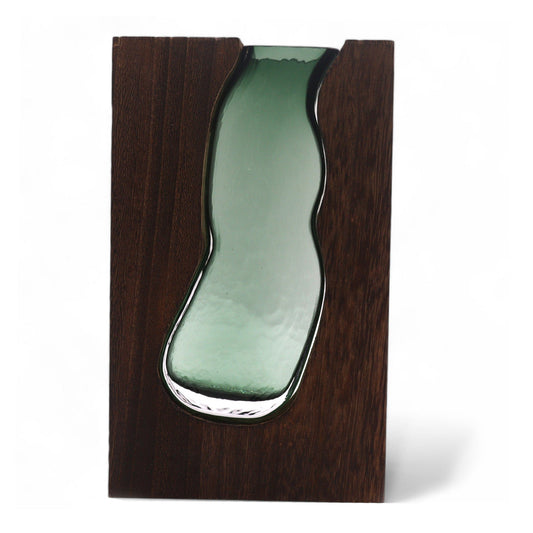 Bliss Glass Vase / Terarium inside Dark Tung Wood - 14.5x5x23cm