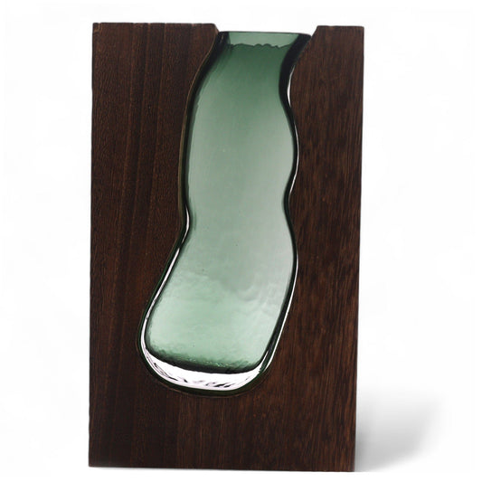 Bliss Lrg Glass Vase / Terarium inside Dark Tung Wood - 18x5x32cm