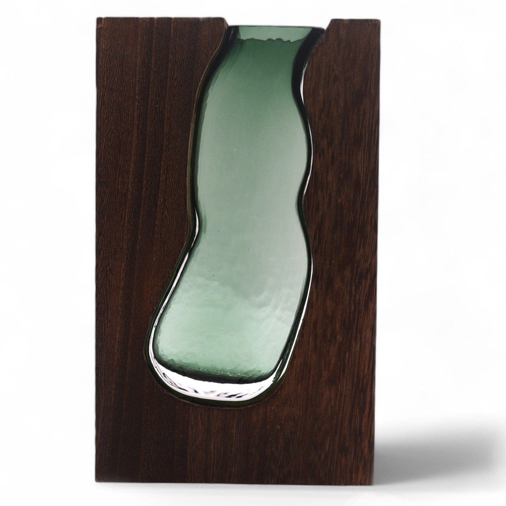 Bliss Lrg Glass Vase / Terarium inside Dark Tung Wood - 18x5x32cm