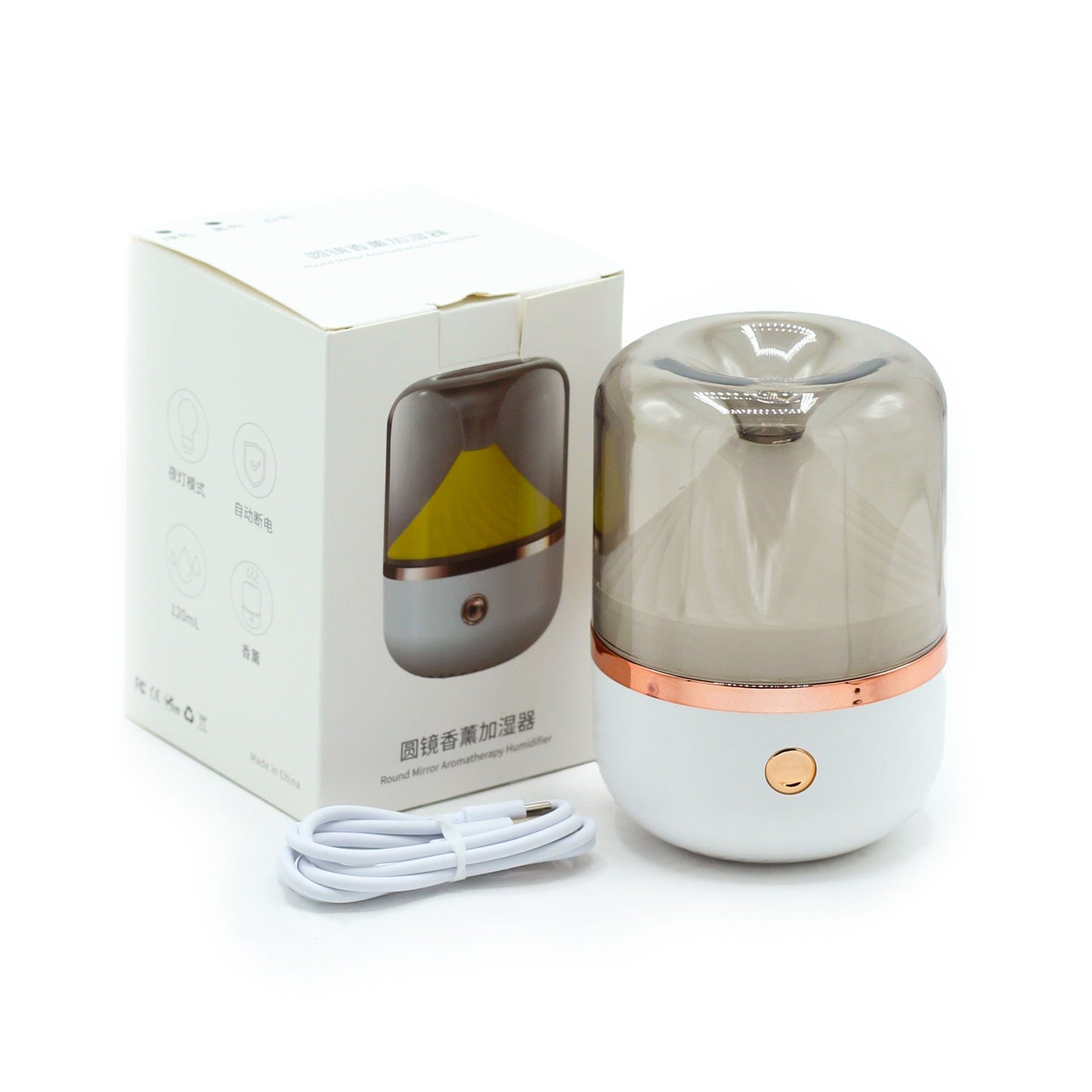 Bliss Urban Aroma Diffuser White & Bronze- USB - Colour Change