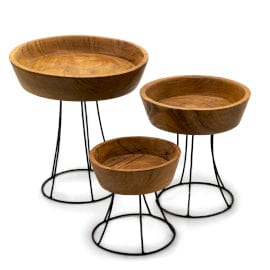 Bliss Set of 3 Elevated Teak Bowls