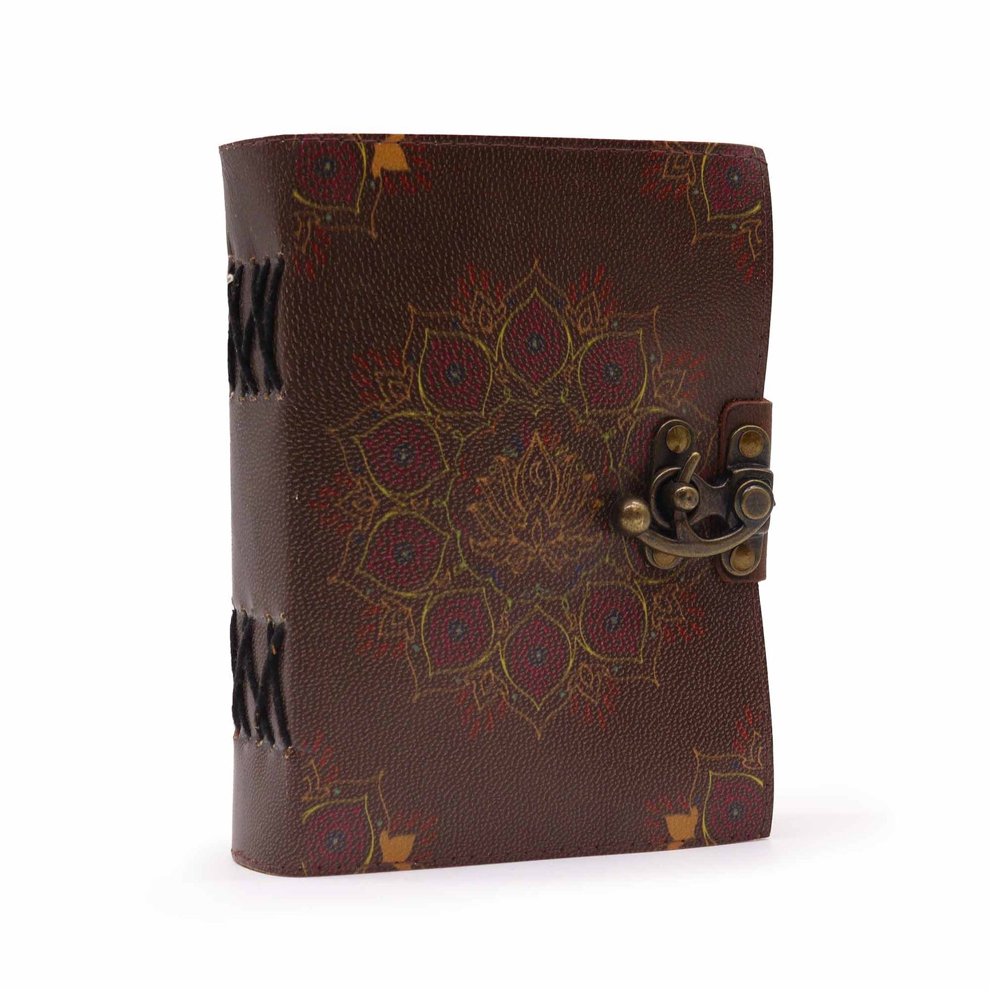 Bliss Leather Lotus Mandala Deckle-edge Notebook (7x5")