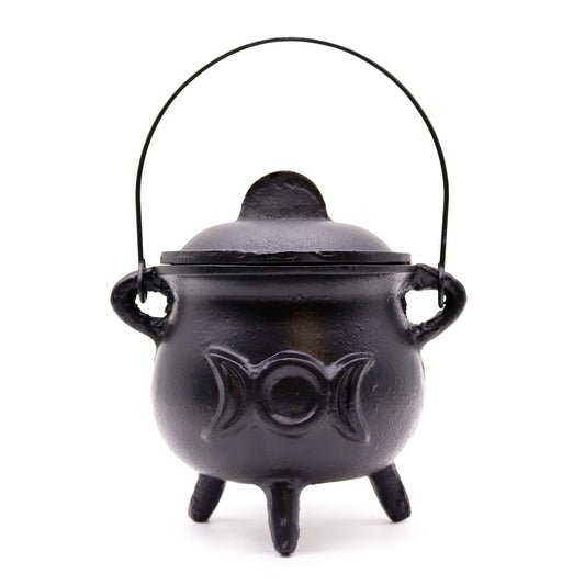 Bliss Lrg Cast Iron Cauldron with Triple Moon 12x15cm