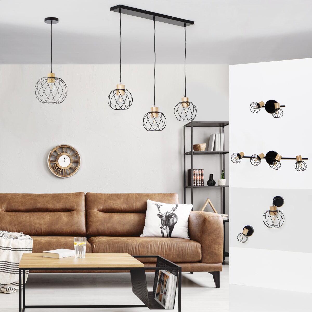 MALLOW METAL SPOTLIGHTS BLACK 76X21X10 CM 4X E14=25W