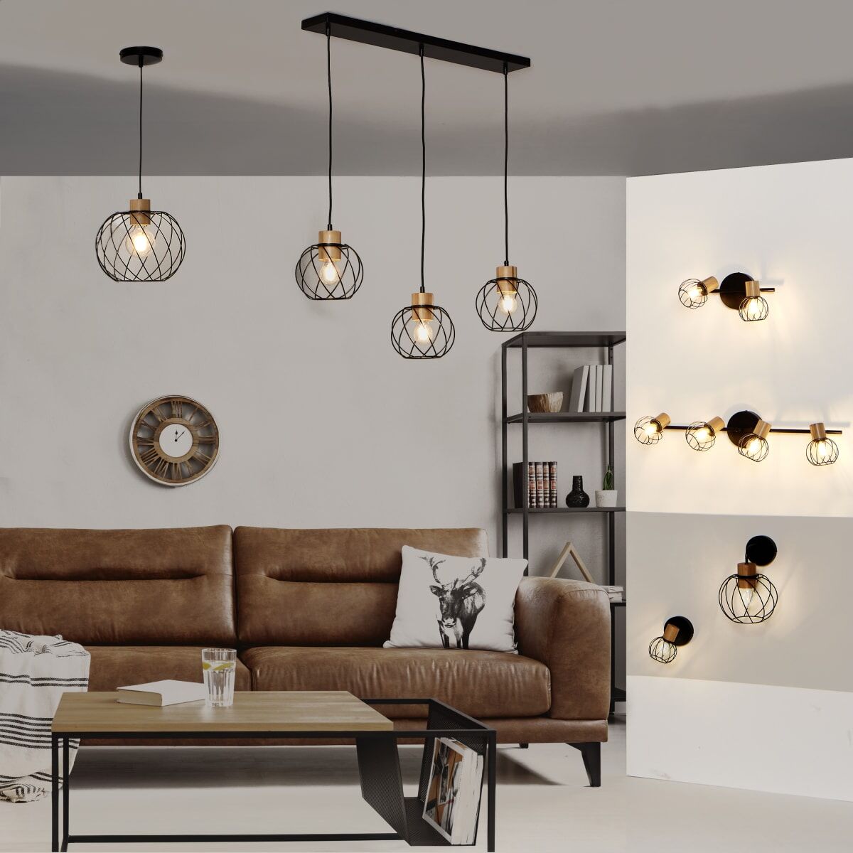 MALLOW METAL SPOTLIGHTS BLACK 76X21X10 CM 4X E14=25W