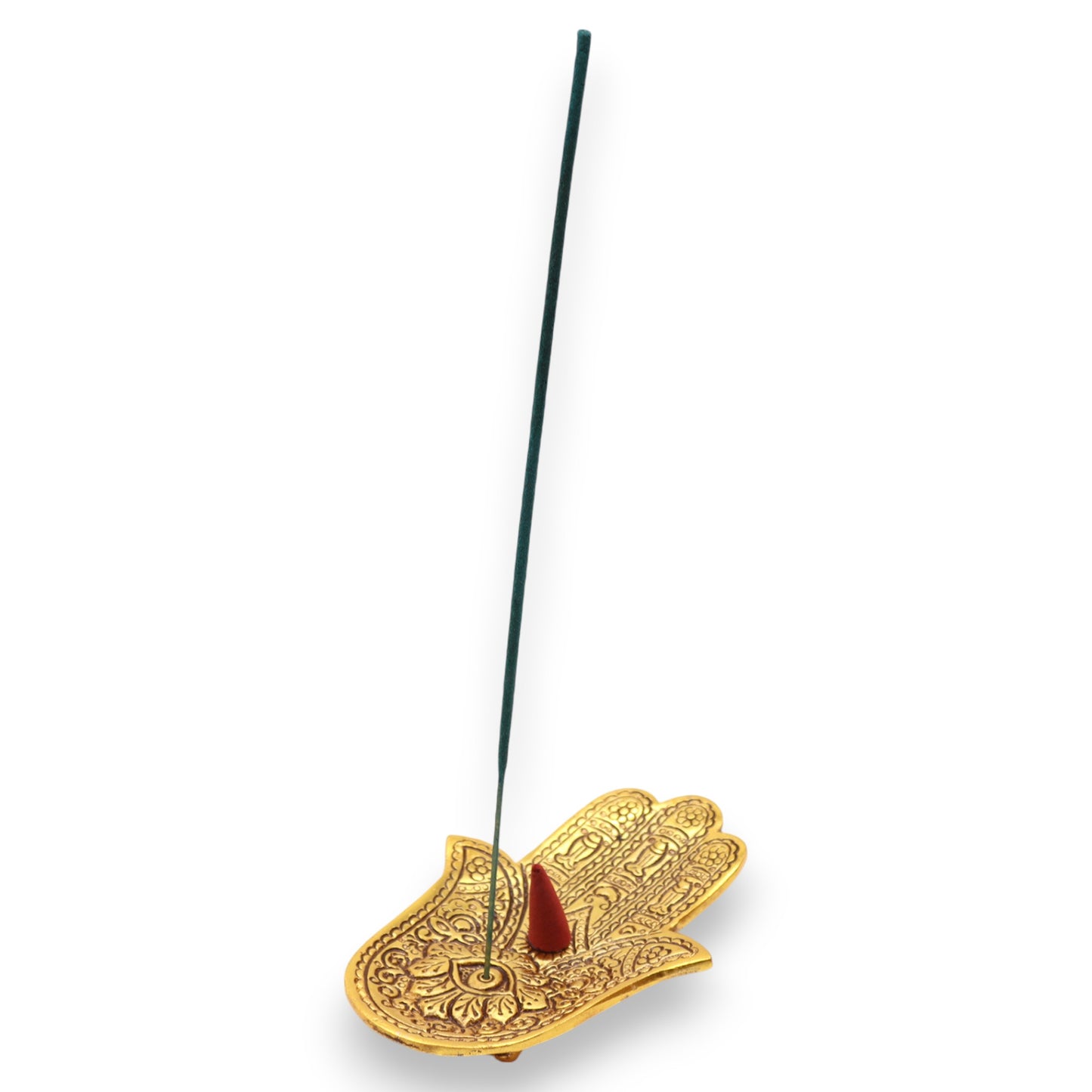 Gold Aluminium  Small Hamsa Incense Holder 13x5.5cm