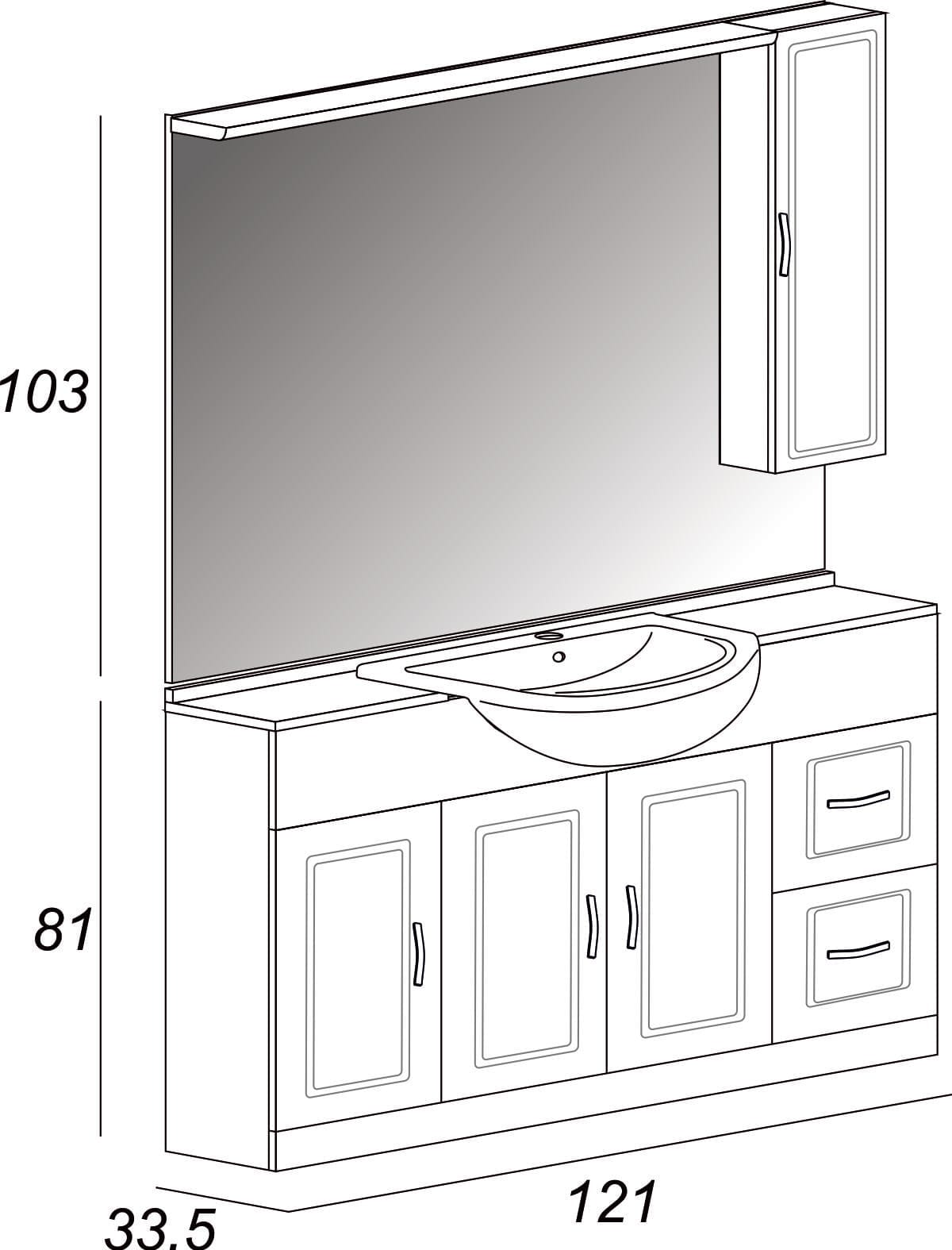 Bricocenter PAOLA CABINET L 120 CM RIGHT WALL CABINET LED LIGHTING